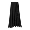 thumbnail image 4 of YEAHDOR Womens Asymmetrical Tango Latin Dance Skirt Stage Performance Costume A Line Maxi Split Long Skirt A Black M, 4 of 6