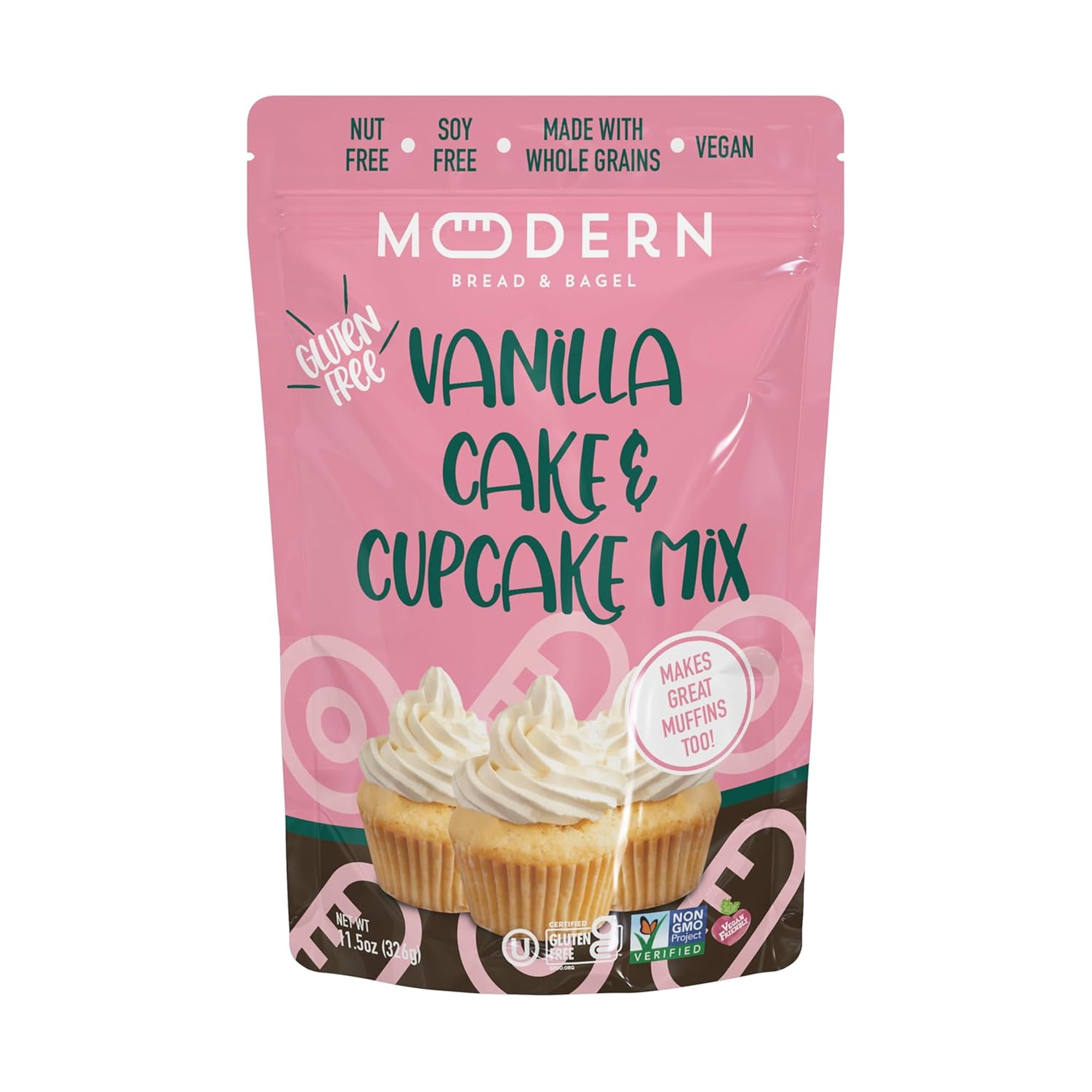 Modern Bread & Bagel Gluten-Free Vanilla Cake Cupcake & Muffin Mix | Certified Gluten-Free | Nut Free | Non-GMO | Vegan Friendly | Kosher - 11.5 oz. (1 Pack)