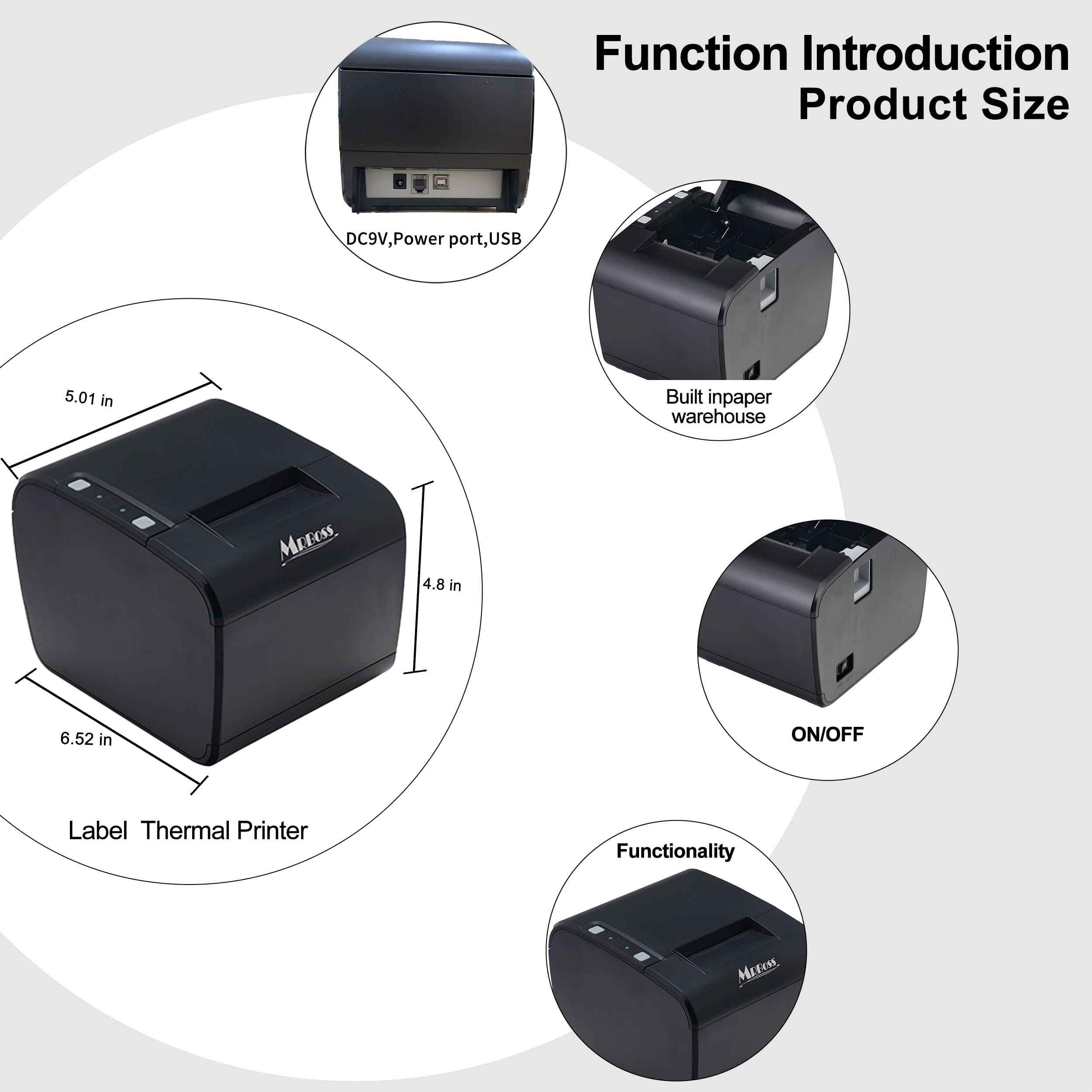 2" Bluetooth Thermal Label Printer Coffee stickers, price tags,Address, Logo, Clothing, Sticker Printer for Phones & PC