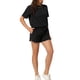 thumbnail image 4 of Conjuntos de lounge INSPIRE CHIC para mujeres, camiseta de waffle con pantalones cortos, ropa de estar en casa, sudaderas jogger con bolsillos, XL negro, 4 of 5