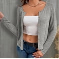 thumbnail image 1 of LOVZFMLL Jackets for Women's Cropped Cardigans Fall Casual Long Sleeve Open Front Workout Sweatshirt Solid Color Coat, 1 of 4