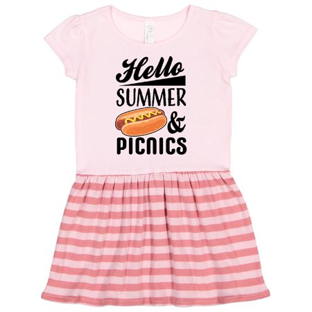 

Inktastic Hello Summer and Picnics with Hot Dog Gift Toddler Girl Dress
