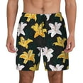 thumbnail image 2 of Picia Lilies Flowers pattern Mens Swim Trunks with Compression Liner Stretch Beach Shorts Quick Dry with Zipper Pockets No-Chafing Board Shorts-Small, 2 of 9