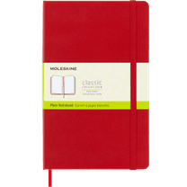 Moleskine Classic Notebook, Hard Cover, Large (5" x 8.25"), Plain, Scarlet Red