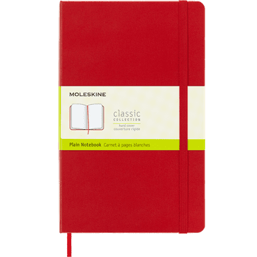 Moleskine Classic Notebook, Hard Cover, Large (5" x 8.25"), Plain, Scarlet Red