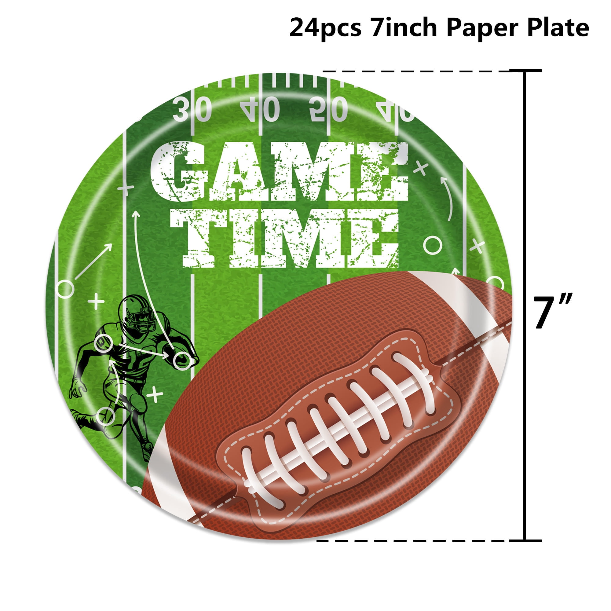 96 Pcs Football Game Disposable Tableware Set, Rugby Touchdown Party Supplies Kit with Dessert Plates Napkins Forks for Baby Shower Birthday Decorations, Serve 24 Guests