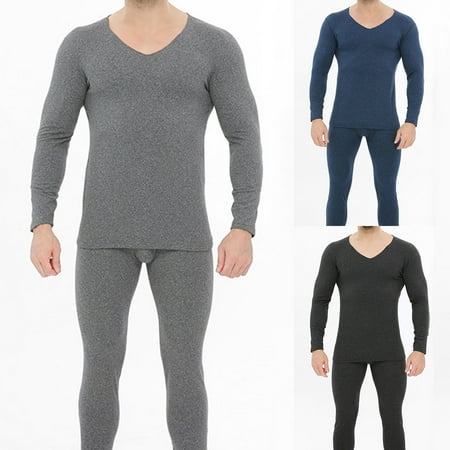 

GXSR 2 Pcs/Set Men s Thermal Underwear Set Microfiber Soft Fleece Lined Long Johns Winter Warm Base Layer Top & Bottom