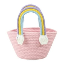 dajkiuy Easter Bunny Basket Bags for Kids - Easter Basket with Handle - Easter Eggs Hunt Baskets Toys - Easter Basket for Boys Girls Gift Toys - Pink