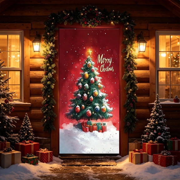 Christmas Door Cover Hanging Decor Holiday Party for Home Front Door Bedroom Wall Indoor Xmas