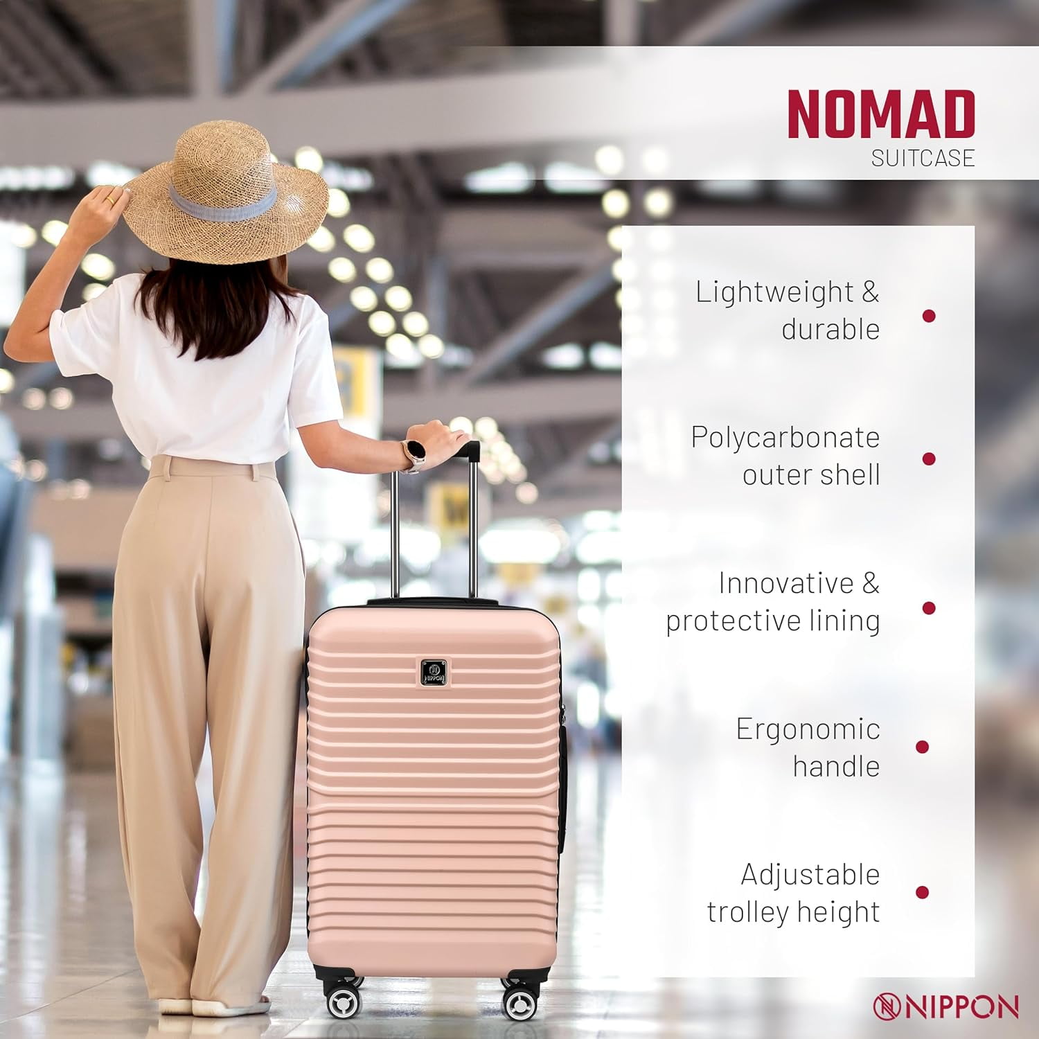 Nippon Luggage Nomad Rolling Hardside Spinner Suitcase with Wheels for  Women and Men, Lightweight Travel Hard Shell Roller, Ultra Strong and  Durable, Premium Polycarbonate, Damson, Small - Walmart.com