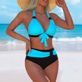 thumbnail image 4 of vigerkar Women's Two Piece Bikini Sets Push Up Halter Bikini Bathing Suit Adjustable 2 Piece Swimsuit (Blue, M), 4 of 7