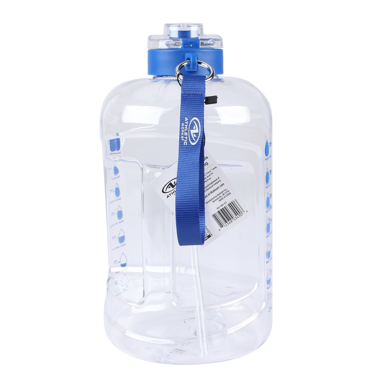 Athletic Works 128 oz Goals Jug with Dual Lid, Blue Accent