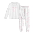 thumbnail image 4 of WOYY Girls Pajamas Long Sleeve Bow Graphic Tee Sleep Pants Comfy Loungewear, Sizes 3-14, 4 of 6
