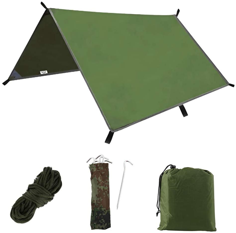 141-Inch Bushcraft Tarp - 210D Oxford Shelter With Stove Jack, For Hammock Camping, Solo Adventures & Outdoor Survival