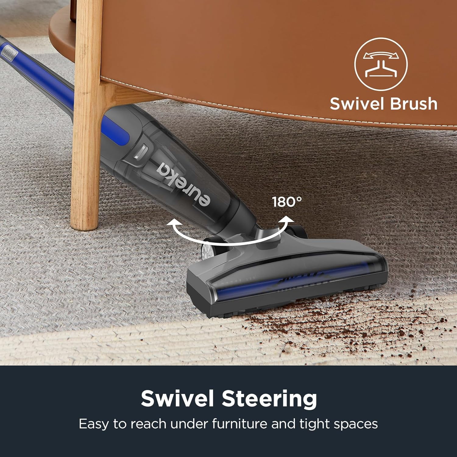 Eureka Corded Stick Vacuum, Wet and Dry, 3-In-1, Handheld, Multi-Surface, Lightweight and Portable, Black and Blue