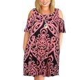 thumbnail image 2 of Vestido suelto hasta la rodilla con cuello redondo y estampado floral a la moda para mujer Pompotops ghjkhdj10182, 2 of 9