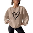 thumbnail image 2 of kkbbma Liquidation à Moins de 1$ Chandails en Molleton Imprimé Cœur pour Femmes Automne Décontracté Manches Longues Hauts Confortables Légers Col Rond Chandail, 2 of 4