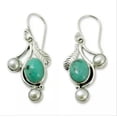 thumbnail image 2 of HOOUN 925 Silver Zirconia Stone Retro Feather Leaf Earrings Hook Dangle jewelry-Silver, 2 of 2