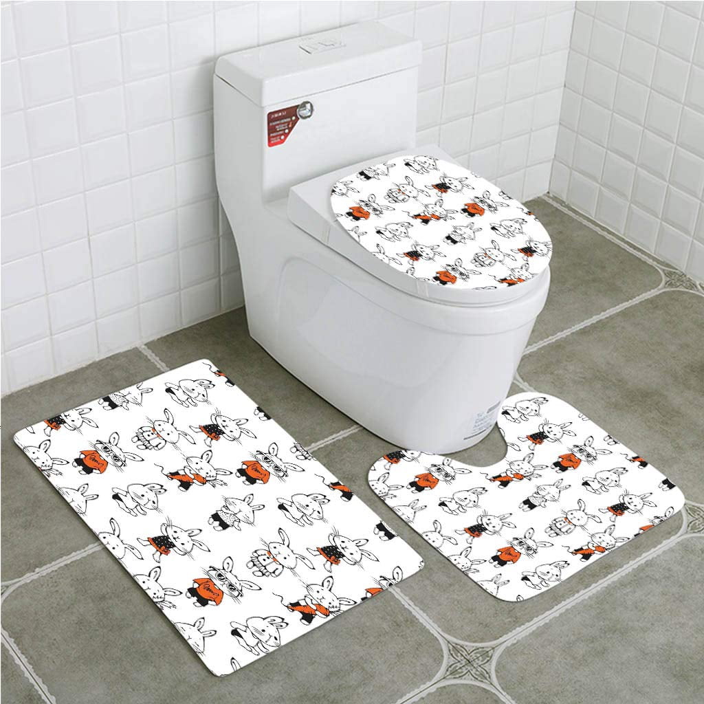 S/3 Sonic the Hedgehog Anime Super Toilet Lid Cover Contour Rug Bath Mat Decor 