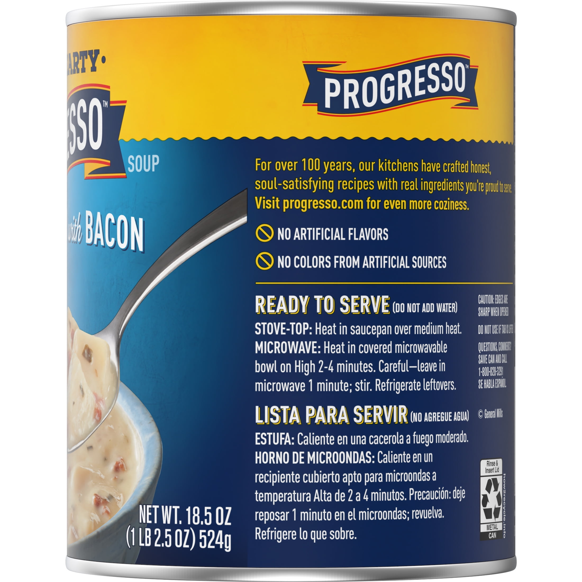 (12 pack) Progresso Loaded Potato with Bacon and Cheese Soup, Rich and Hearty Canned Soup, 18.5 oz