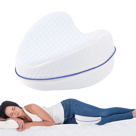 Memory Foam Leg Pillow for Side Sleeping, Knee Support Pillow for Back Hip Knee Joint Pain Relief with Washable Cover