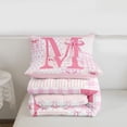 thumbnail image 5 of Erosebridal Pink Princess Bowknot Kids Twin Comforter Sets,Bowtie Theme Initial M Alphabet Bedding Set For Girls,Pink Reversible,2-Piece, 5 of 7