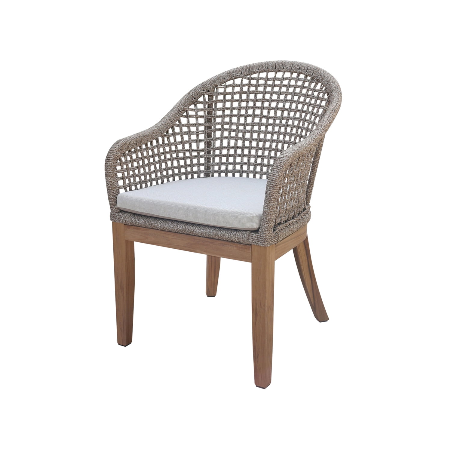 Outdoor Teak Patio Furniture Set with Round Table and 6 Chairs - Natural