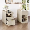 thumbnail image 7 of Laisnet Fluted End Table with Charging Station, 2 Drawers Narrow Side Table for Living Room, Wooden Bedside Table for Bedroom Small Space, Natural, 7 of 7
