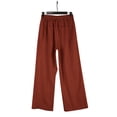 thumbnail image 3 of JJHGVB Linen Pants Women Palazzo Pants Womens Linen Beach Pants Casual Elastic High Waisted Wide Leg Loose Pants With Pockets Baggy Pants Butt Lifting Leggings Red L, 3 of 8