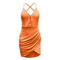 thumbnail image 5 of LSLJS Women's Holiday Summer Sexy Solid Color Sleeveless Strap Irregular Bottom Dress Short Skirt, 5 of 5
