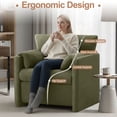 thumbnail image 3 of Oversized Accent Chair, 32.68" Wide Modern Armchair with Deep Seat, Mid-Century Comfy Reading Chair, Chenille Sofa Chair, Green, 3 of 7