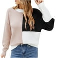 thumbnail image 3 of IROINNID Reduced Womens Sweater Round Neckline Pullover Sweater Color Block Casual Mid-Length Long Sleeve Cloud Sweater Tops Shirt Sweater, 3 of 7