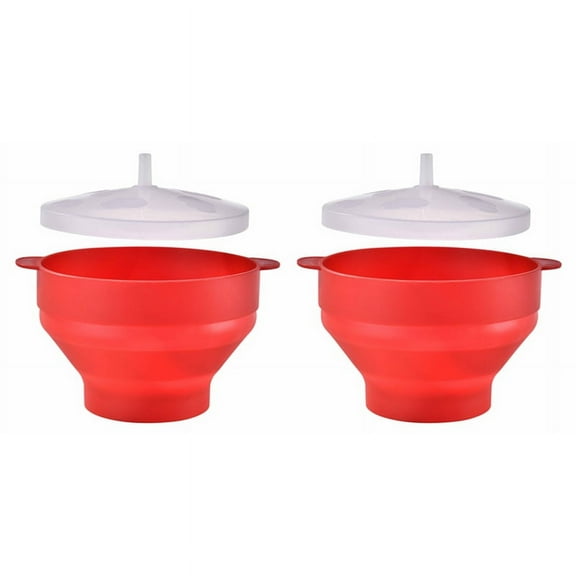 Foldable Silicone Popcorn Bowl with Cover Reusable Oven-Safe Ideal for Home Entertainment Popper