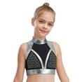 thumbnail image 3 of inlzdz Kids Girls Mock Neck Metallic Shiny Rhinestone Ballet Dance Crop Tank Top Workout Yoga Silver 8, 3 of 6