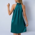 thumbnail image 3 of Generic Womens Sexy High Mock Neck Satin Dress Summer Casual Plain Sleeveless Dresses Casual Summer Silky Tank Dress, 3 of 7