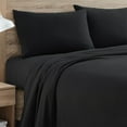 thumbnail image 2 of 100 Percent Cotton Double Brushed Flannel Sheet Set - 170 GSM Heavyweight, Deep Pockets - Black Color Twin, 2 of 5