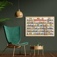 thumbnail image 2 of Modern Wall Art with Frame, Library Bookshelf a Ladder School Education Campus Life Caricature Illustration, Printed Fabric Poster for Bathroom Living Room, 35" x 23", Multicolor, by Ambesonne, 2 of 2