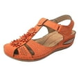 thumbnail image 1 of KBODIU Sandals Women Athletic Comfortable Outdoor Sandals with Arch Support Walking Sandals for Women Hollow Flowers Round Toe Sandals Soft Sole for Spot/Beach/Travel/Home Orange 42, 1 of 3