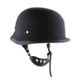 thumbnail image 2 of Medio casco de alemán vintage de crucero de motocicleta DOT negro , negro brillante, plateado espejo, 2 of 8