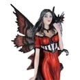 thumbnail image 6 of Butterfly Winged Elf Fairy In Red Evening Gown With Midnight Dragon Figurine, 6 of 9