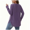 thumbnail image 4 of ClodeEU Womens Fall Crewneck Long Sleeve Tunic Sweaters ,Casual Loose Fit Crewneck Tops With Curved Hem Purple,Womens Plus S, 4 of 5