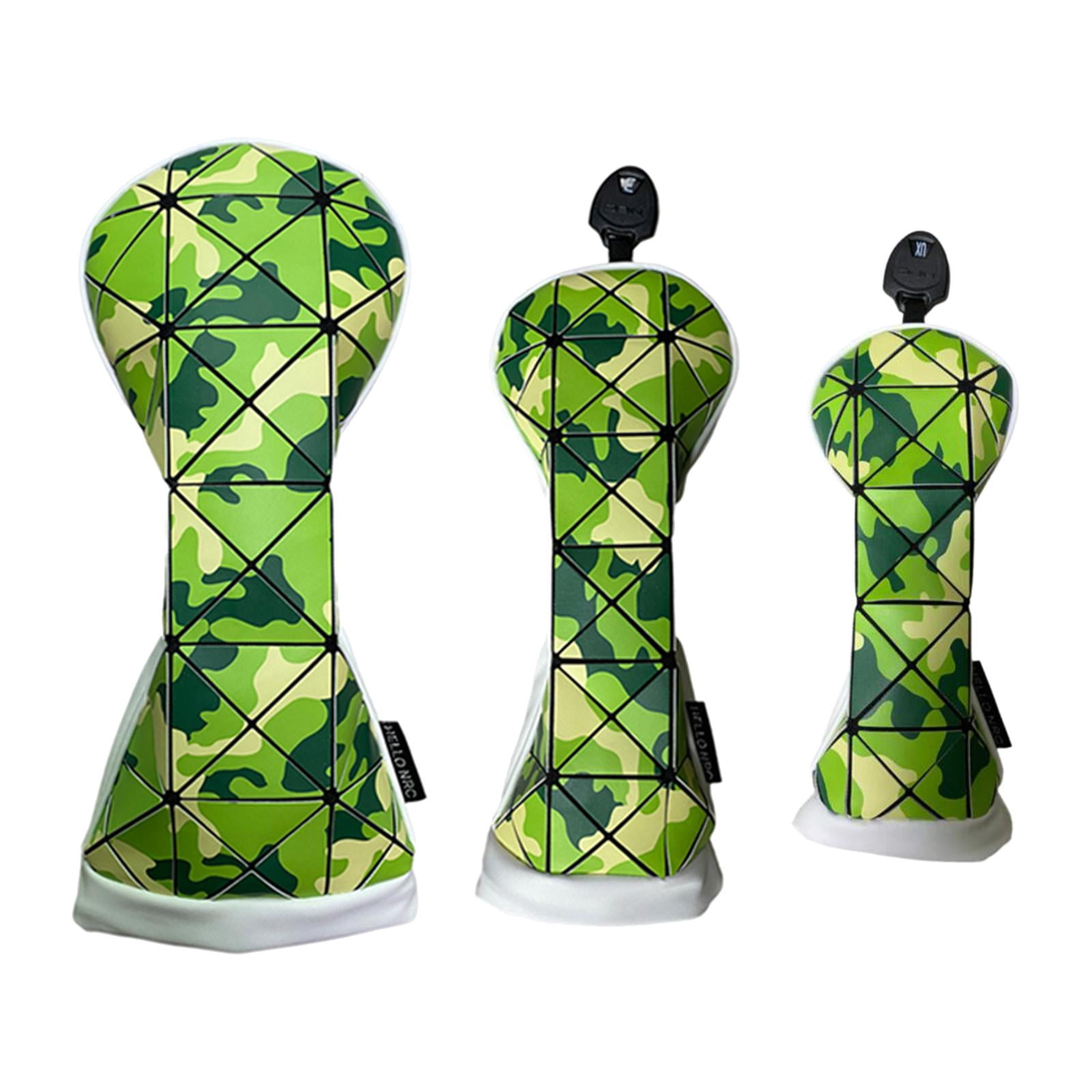 funtasica Golf Headcover Golf Club Head Covers PU Leather Long Neck Fairway Wood Cover Durable Golf Driver Head Covers Golfer Equipment 3pcs Green