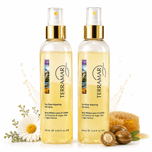 Kit de 2 Spray Bifásico para el Cabello Terramar | Cabello Suave, Brillante, Sin Frizz y Sin Enjuague 250 ml c/u