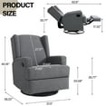 thumbnail image 5 of Recliner Chair Set of 2 Swivel Glider Rocker Nursery Chair for Adults, High Back Upholstered Rocking Armchair for Living Room, Manual Reclining Sofa Lounge Chair with Deep Seat in Fabric - Gray, 5 of 6