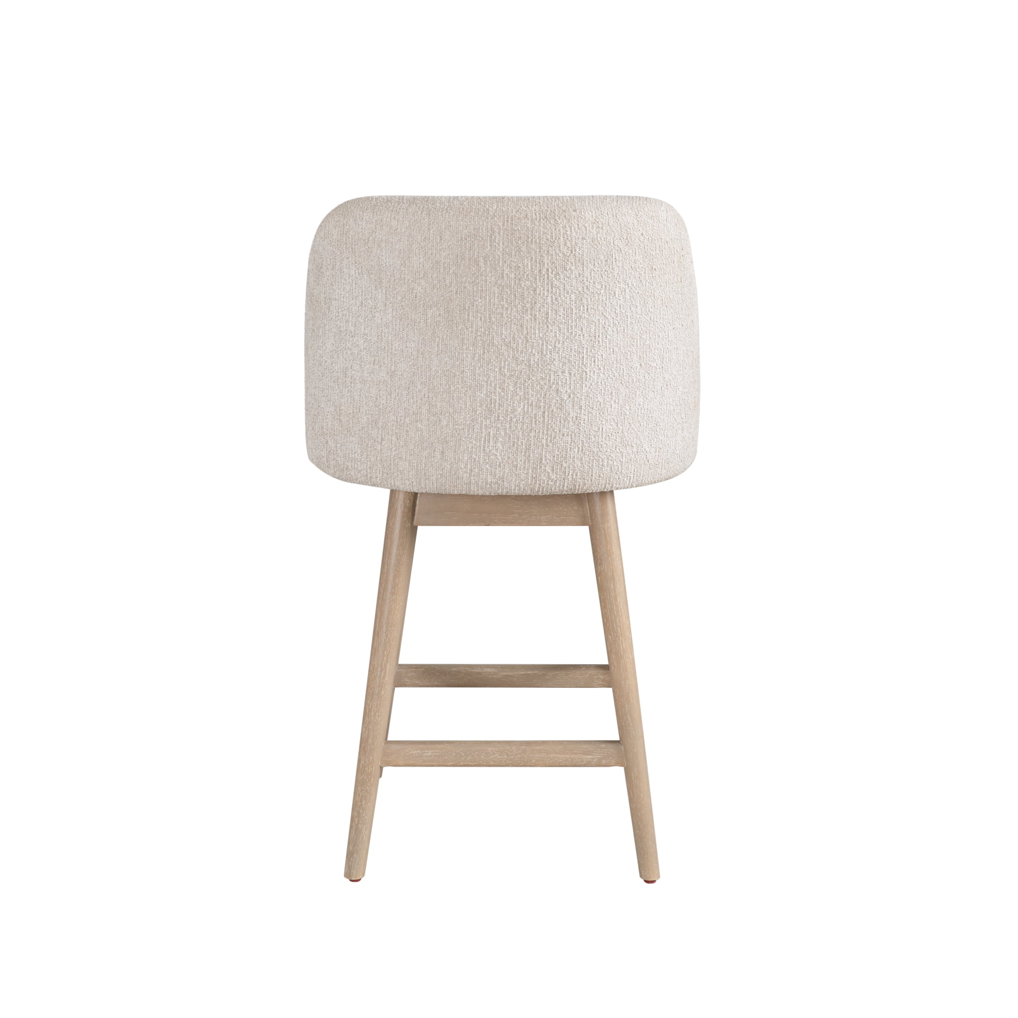 Sadie Solid Wood Upholstered 26" Counter Height Swivel Barstool with Ancient Stone Fabric Seat - Set of 2