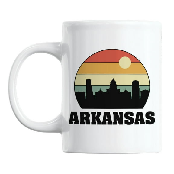 Vintage Arkansas Skyline Art White Ceramic Coffee & Tea Mug Cup (11oz)
