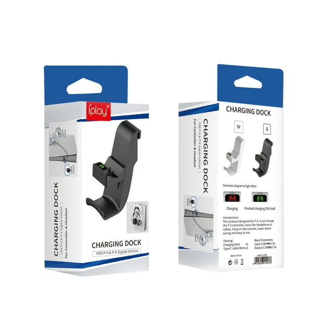Upgraded Hanging Charging Station for PS5 Controllers - Dual Contact Charger with LED Indicators + Headset Storage Hook, Space-Saving Design, Overcharge Protection | PS5 Accessories