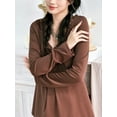 thumbnail image 3 of Michellecmm  Women Spring Solid Color Long Sleeve Ruffle Trim Casual T-shirt, 3 of 9