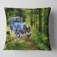 thumbnail image 2 of Designart Blue Vintage Car Oil Painting - Car Throw Pillow - 18x18, 2 of 5