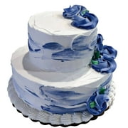 DEZICAKES Fake Wedding Cake Two Tier Blue & White Prop Decoration Dezicakes Fake Food- Fake Cake- Artificial Cake- Faux Cake Decor
